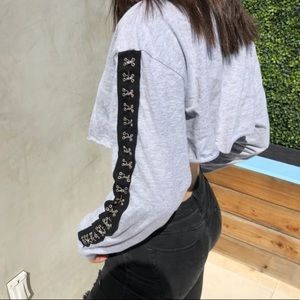 LF Emma & Sam long sleeve GRAY crop top